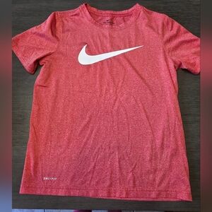 Nike Kids Heathered Red Tee with White Swoosh